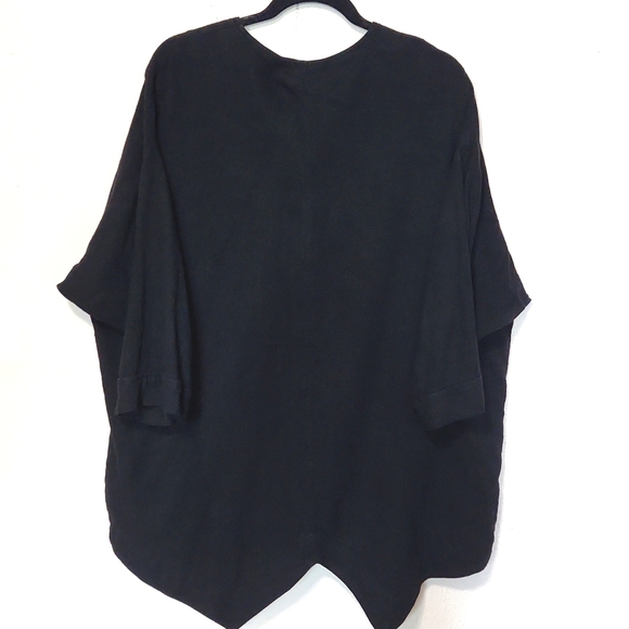 Ladri's Linen Abalone Shell Button Black Lightweight Shirt Jacket One Size - Picture 5 of 13